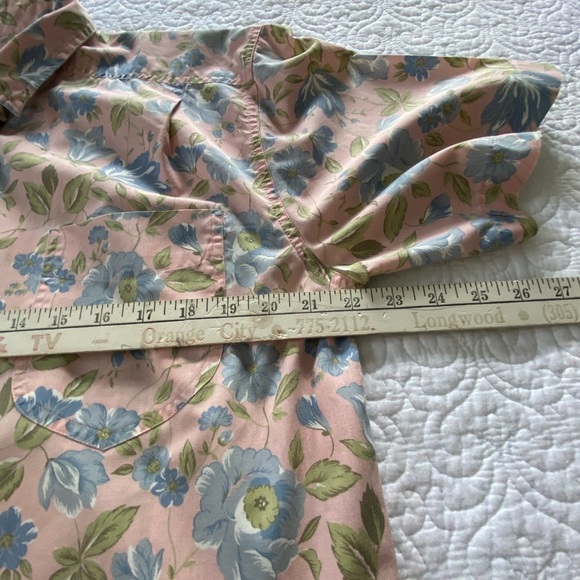 Hasting & Smith Vintage Button Up Shirt Dusty Pink Floral Short Sleeve Size 14 - Picture 12 of 13